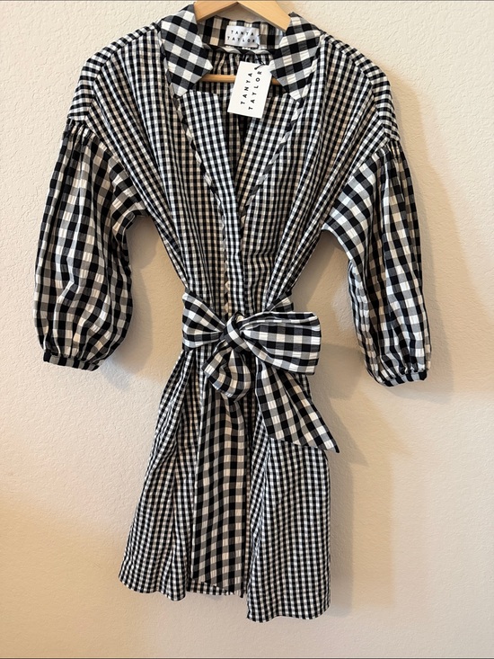 Tanya Taylor Dresses & Skirts - Tanya Taylor Rio Gingham Tie-Waist Shirtdress Black White 4